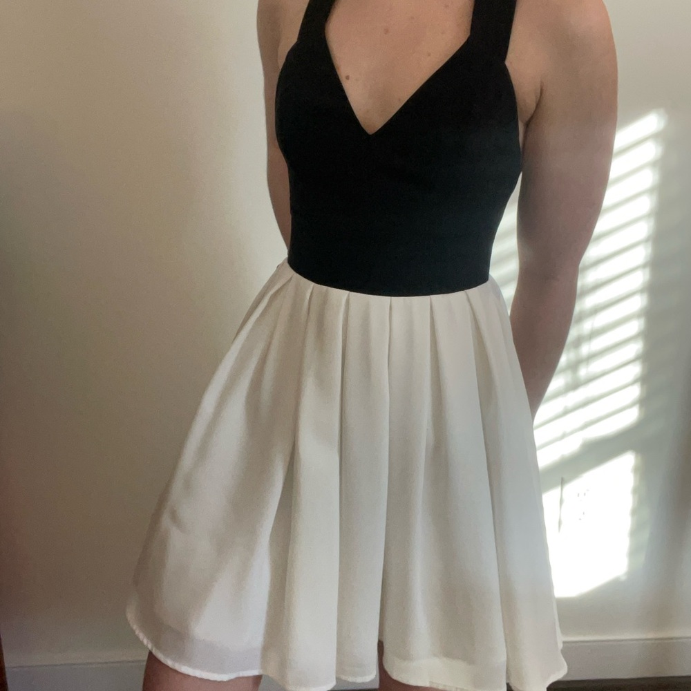 Black and White Fit and Flare Dress